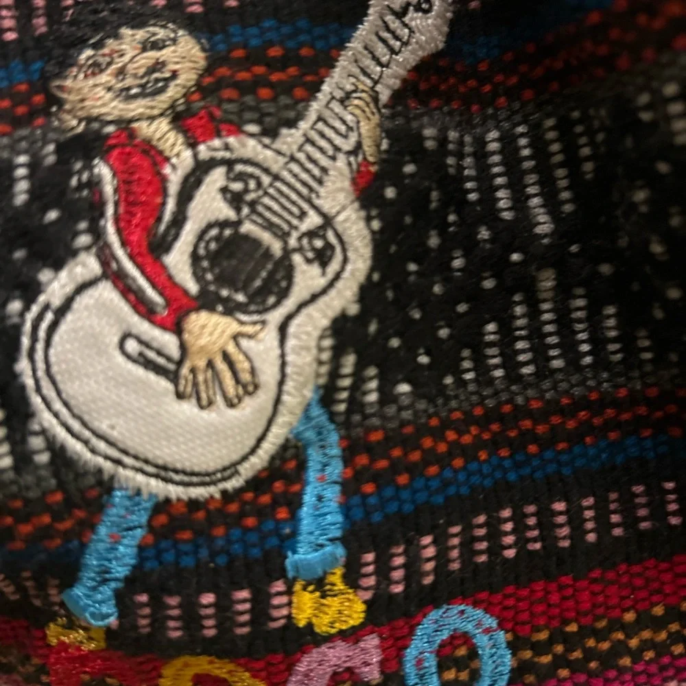 Disney Pixar Coco With Guitar Embroidered Backpack Purse Rainbow Colors